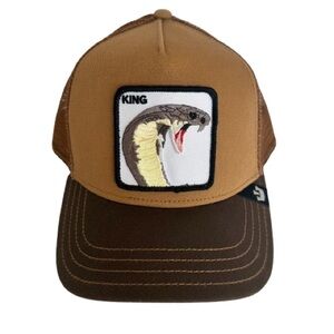 NWOT Goorin Bros King Cobra Animal Farm trucker snapback hat Biter Brown OS
